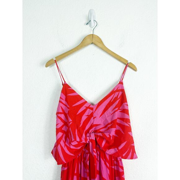 Vici Pink Red Tropical Print Maxi Dress Small Sleeveless Beach Vacation - Picture 4 of 14